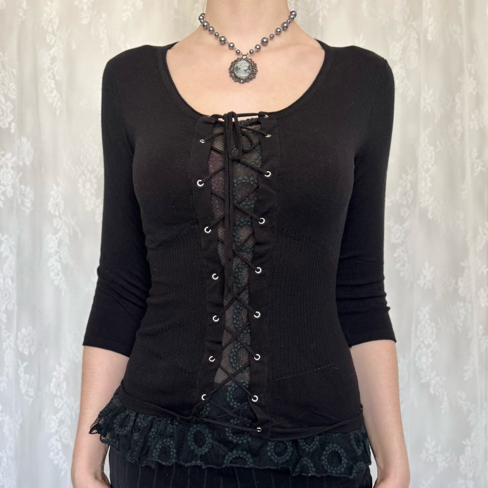Vintage Vamp Whimsygoth Black Blouse